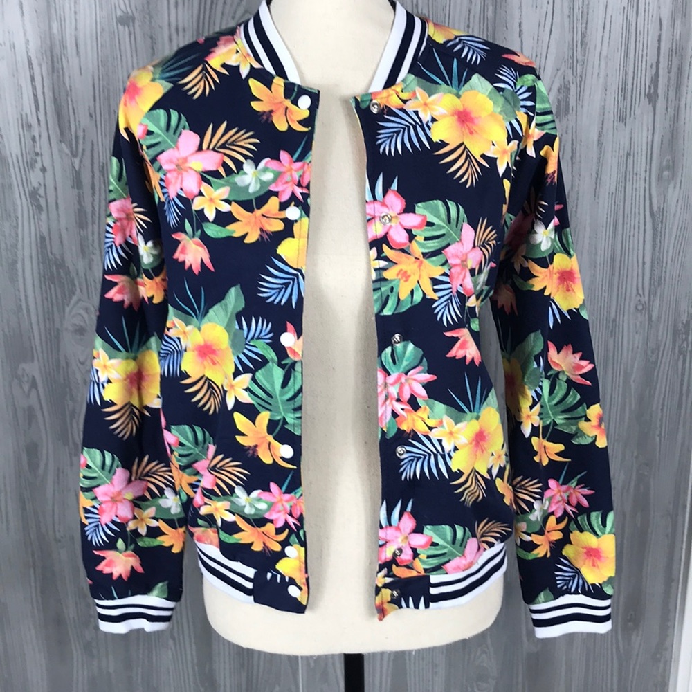 ZARA Girls 13/14 Hawaiian print bomber jacket